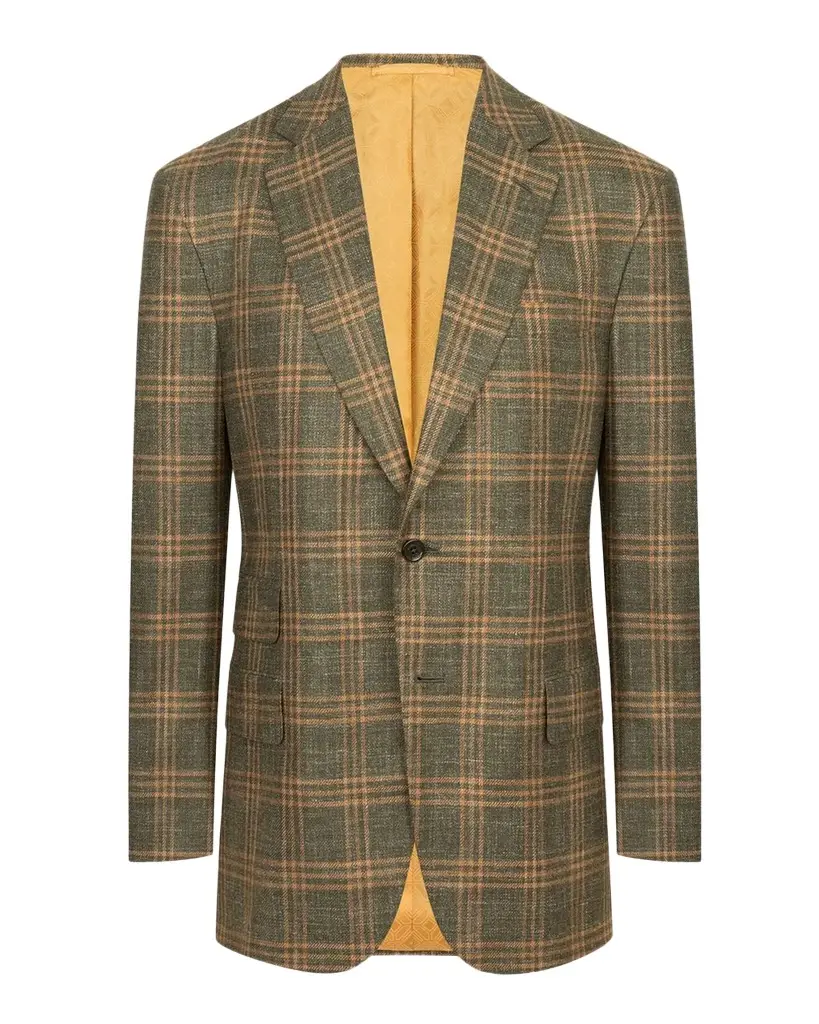 Men's Wool and Cashmere Overcheck Single-Breasted Sport Coat Men's Wool and Cashmere Overcheck Single-Breasted Sport Coat
