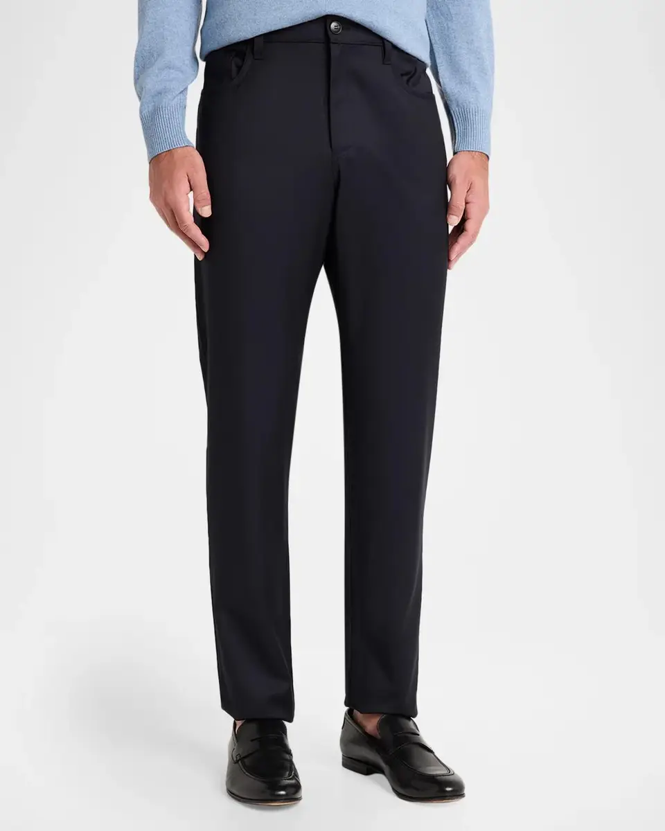 Canali Men's Cotton Slim-Straight Fit Five-Pocket Pants | Thumbnail 4 Canali Men's Cotton Slim-Straight Fit Five-Pocket Pants | Thumbnail 4