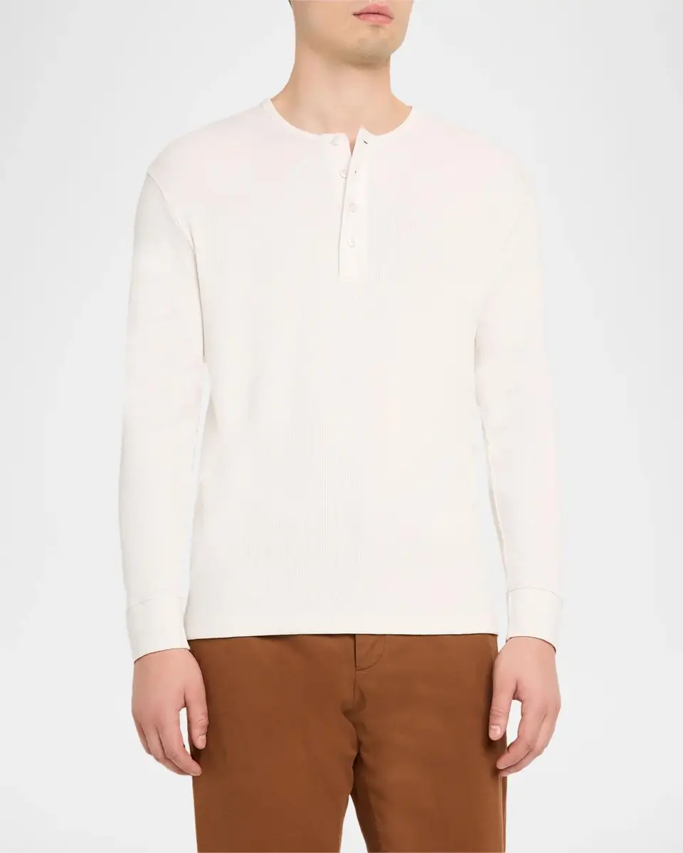 Vince Men's Cotton Rib Long-Sleeve Henley T-Shirt | Thumbnail 4 Vince Men's Cotton Rib Long-Sleeve Henley T-Shirt | Thumbnail 4