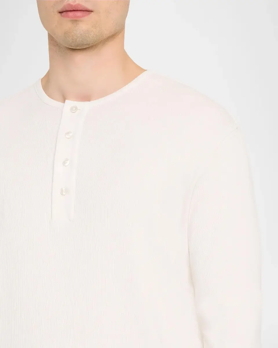 Vince Men's Cotton Rib Long-Sleeve Henley T-Shirt | Thumbnail 5 Vince Men's Cotton Rib Long-Sleeve Henley T-Shirt | Thumbnail 5