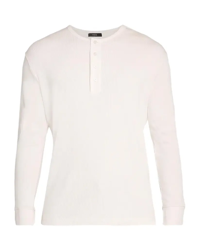 Vince Men's Cotton Rib Long-Sleeve Henley T-Shirt