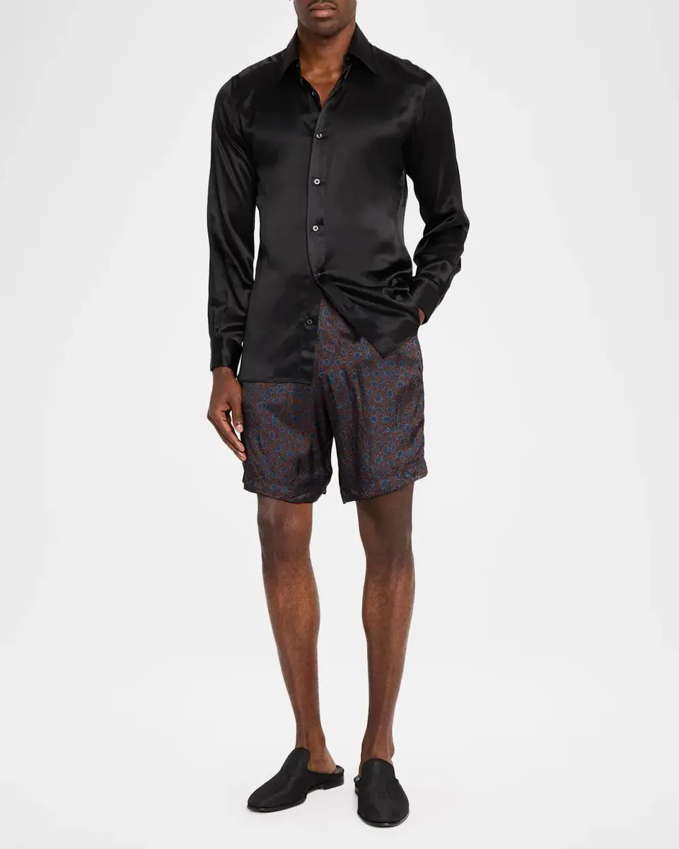 Dries Van Noten Men's Piperi Viscose Drawstring Shorts | Thumbnail 2 Dries Van Noten Men's Piperi Viscose Drawstring Shorts | Thumbnail 2