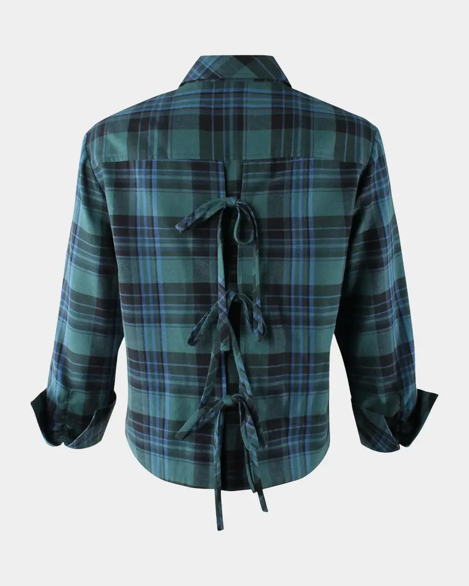 Finley Eugenie Tie-Back Cotton Plaid Shirt | Thumbnail 2 Finley Eugenie Tie-Back Cotton Plaid Shirt | Thumbnail 2