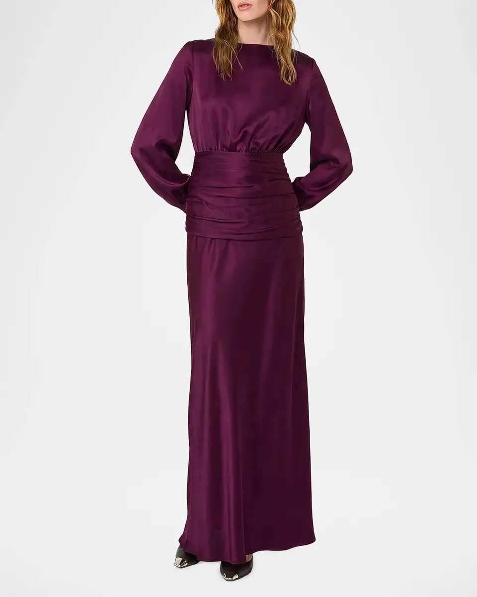 NICHOLAS Samina Open-Back Satin Gown | Thumbnail 2 NICHOLAS Samina Open-Back Satin Gown | Thumbnail 2