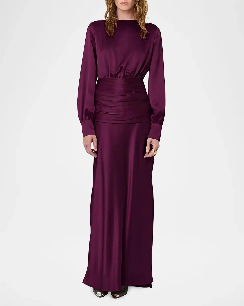 NICHOLAS Samina Open-Back Satin Gown | Thumbnail 4 NICHOLAS Samina Open-Back Satin Gown | Thumbnail 4