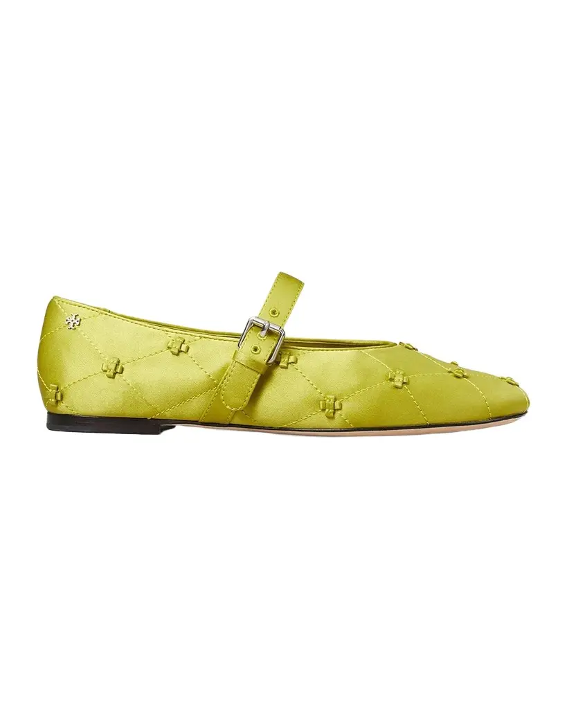 Tory Burch Bunny Knot Satin Mary Jane Ballerina Flats