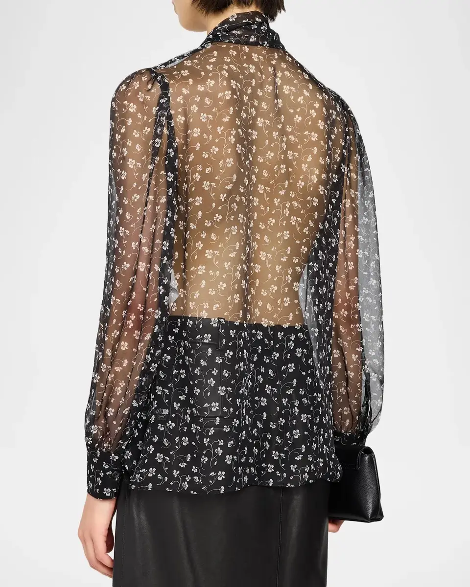 Dolce & Gabbana Floral-Print Silk Chiffon Scarf-Neck Blouse | Thumbnail 3