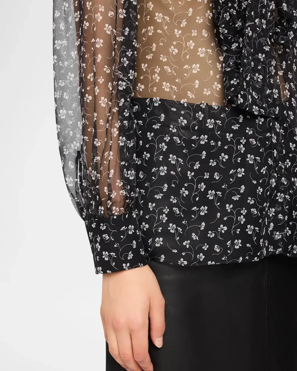 Dolce & Gabbana Floral-Print Silk Chiffon Scarf-Neck Blouse | Thumbnail 5