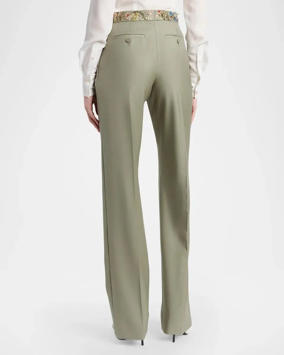 Alexander McQueen Embroidered Wool Straight-Leg Trousers | Thumbnail 3 Alexander McQueen Embroidered Wool Straight-Leg Trousers | Thumbnail 3