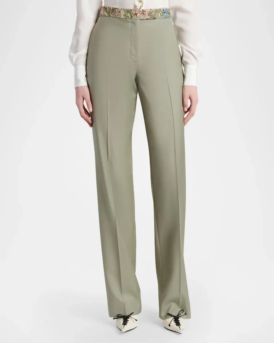 Alexander McQueen Embroidered Wool Straight-Leg Trousers | Thumbnail 4 Alexander McQueen Embroidered Wool Straight-Leg Trousers | Thumbnail 4