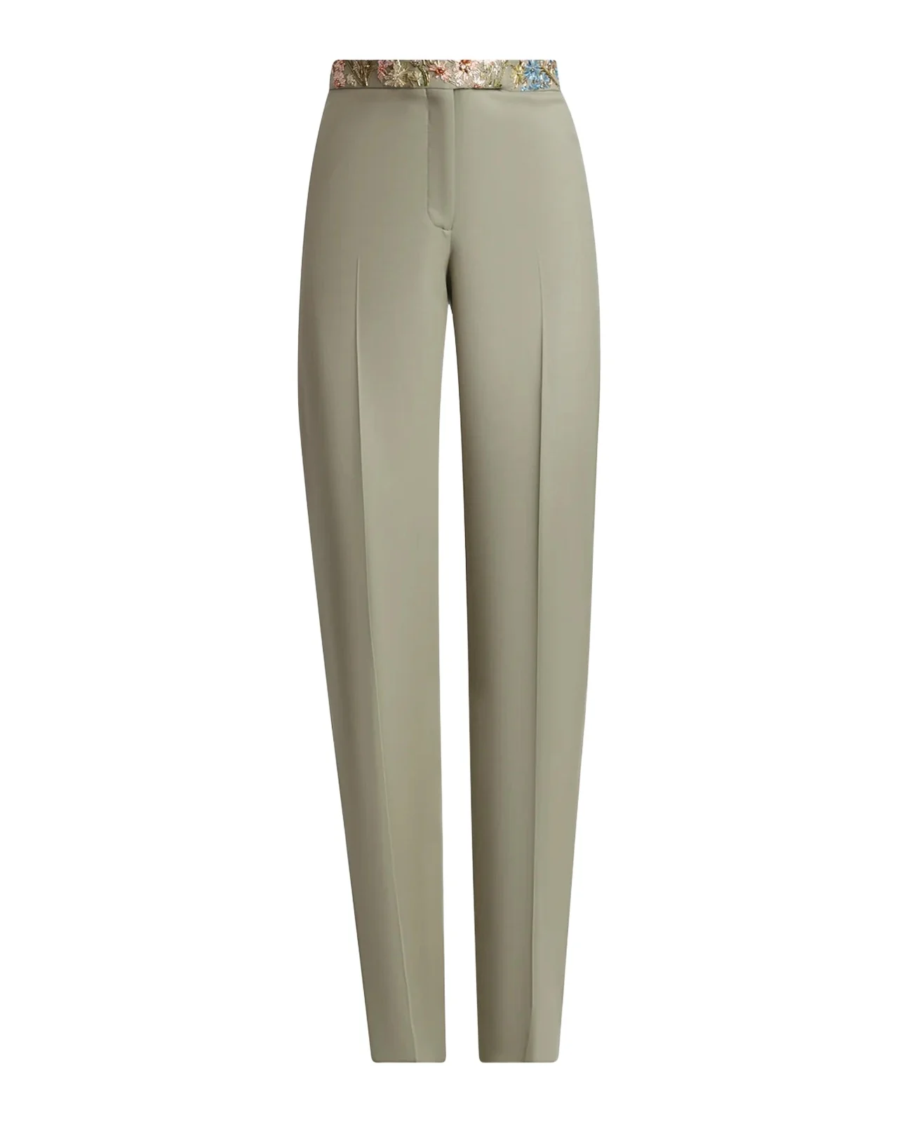 Embroidered Wool Straight-Leg Trousers