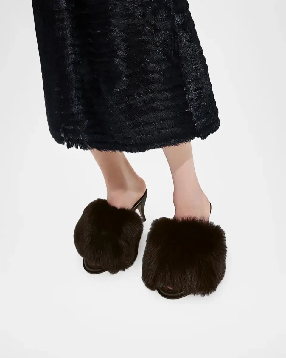 Bottega Veneta 75MM Cherry Shearling & Leather Mules | Thumbnail 2