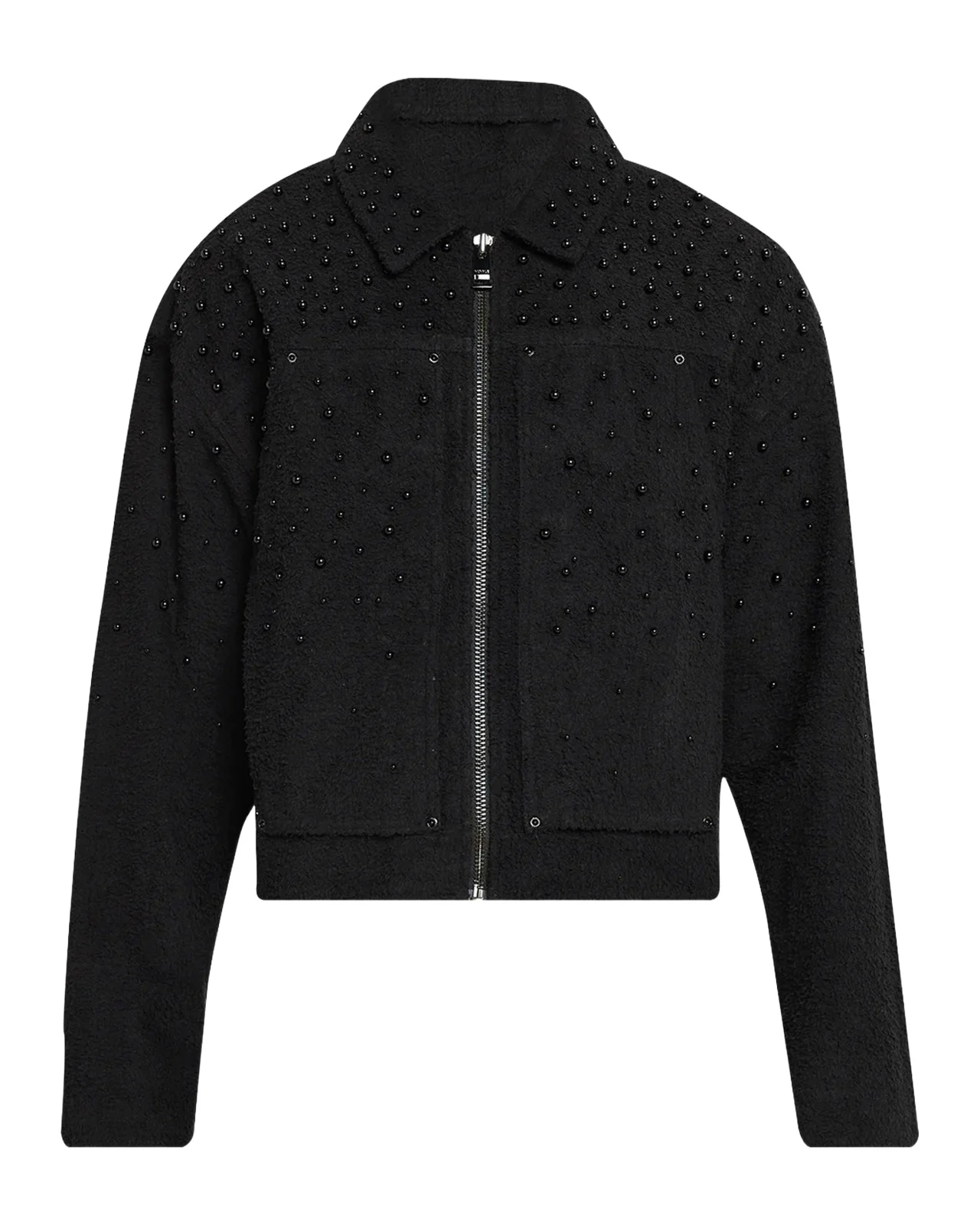 PURPLE Men's Imitation Pearl-Embellished Cotton-Blend Crop Jacket