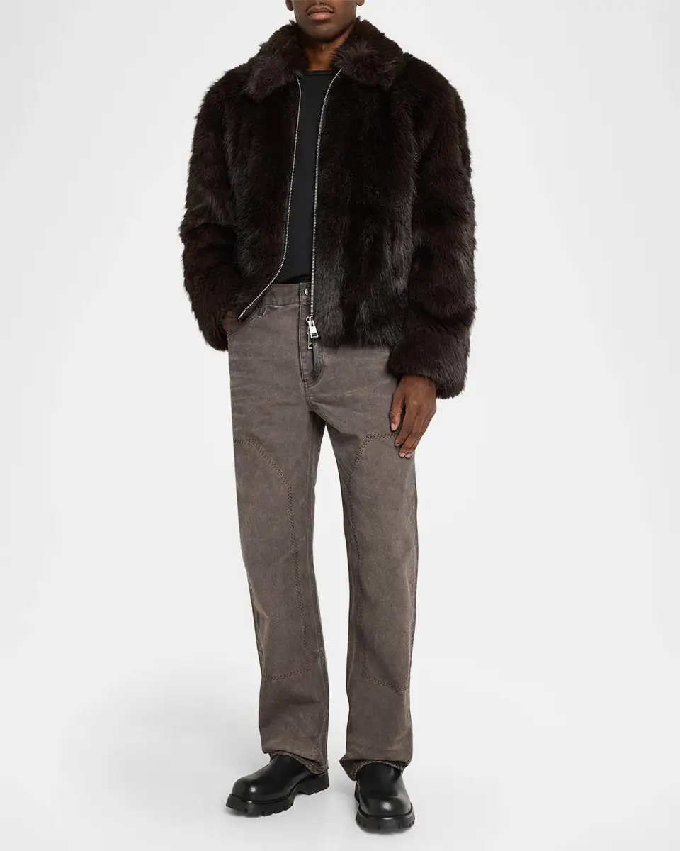 PURPLE Men's Faux-Fur Shawl Jacket | Thumbnail 2