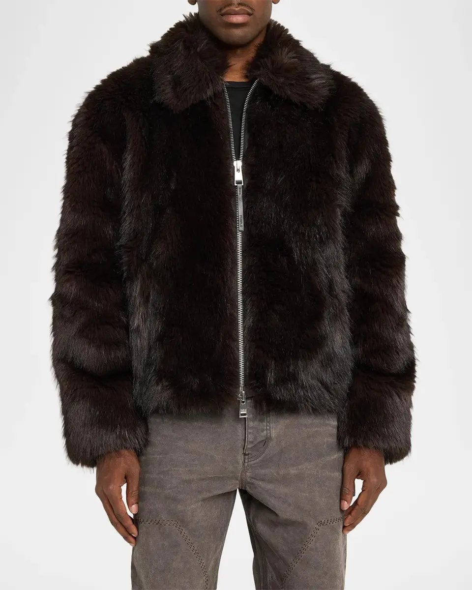 PURPLE Men's Faux-Fur Shawl Jacket | Thumbnail 4