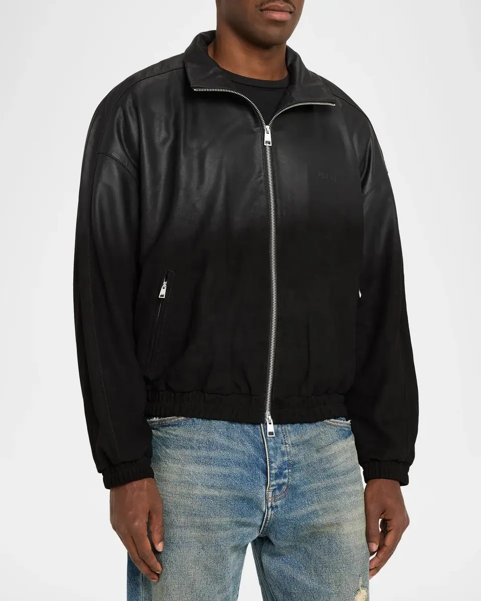 PURPLE Men's Leather Track Jacket | Thumbnail 4 PURPLE Men's Leather Track Jacket | Thumbnail 4