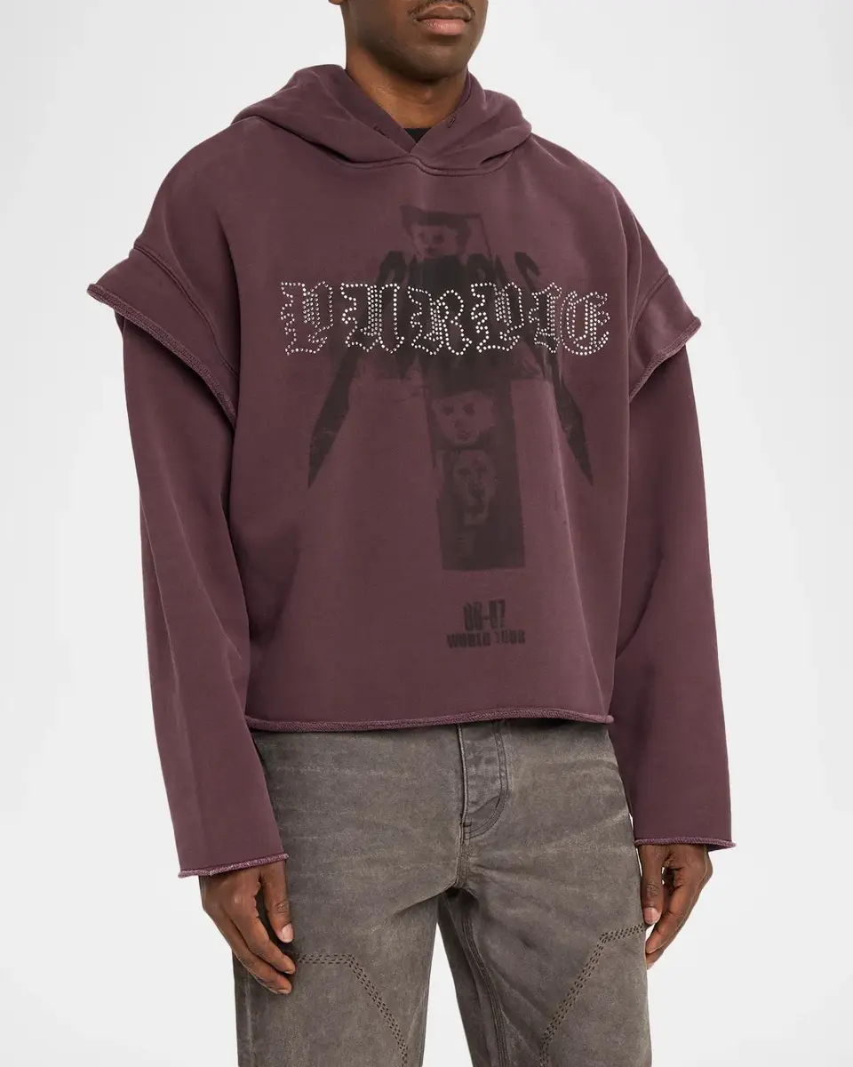 PURPLE Men's Heavyweight Fleece Tactical Raw Hoodie | Thumbnail 4 PURPLE Men's Heavyweight Fleece Tactical Raw Hoodie | Thumbnail 4