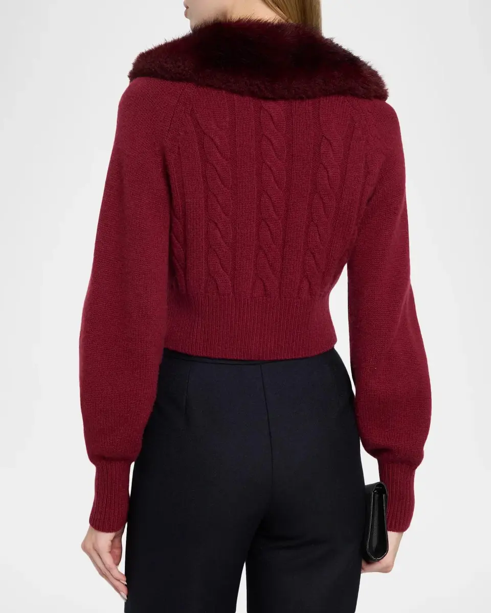 Toccin Rita Cable-Knit Cardigan with Removable Collar | Thumbnail 3 Toccin Rita Cable-Knit Cardigan with Removable Collar | Thumbnail 3