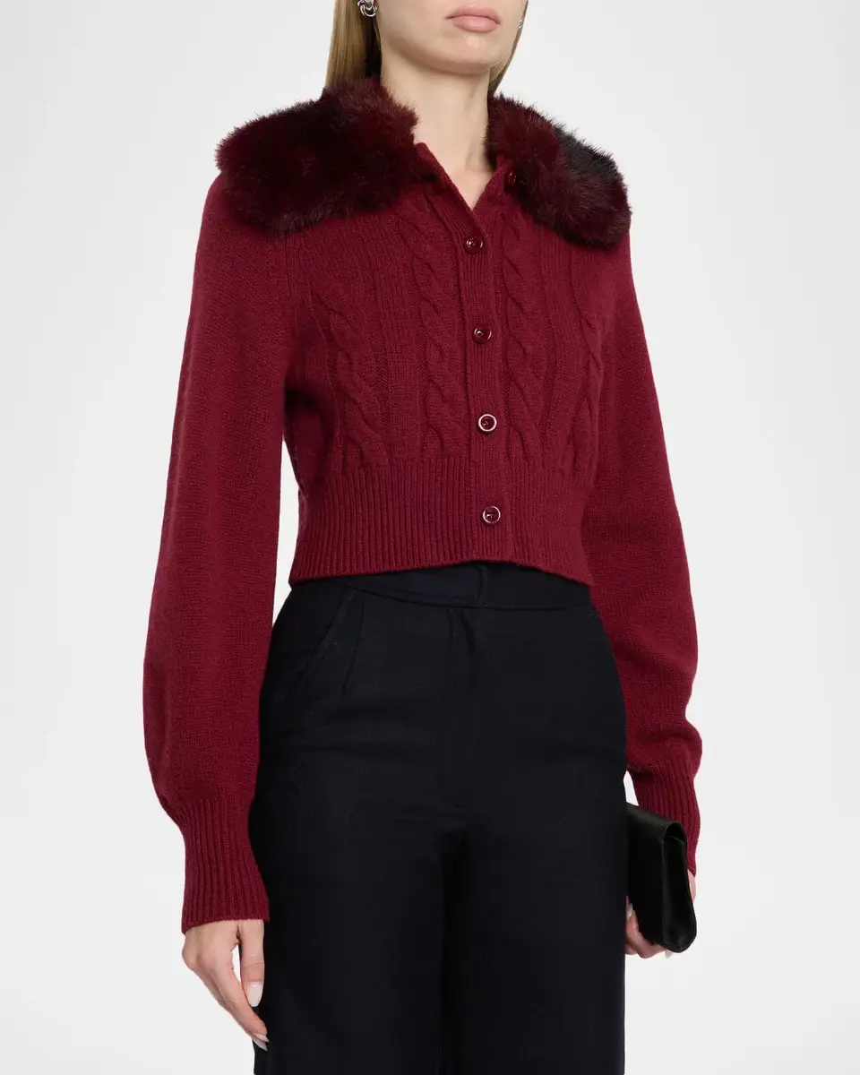 Toccin Rita Cable-Knit Cardigan with Removable Collar | Thumbnail 4 Toccin Rita Cable-Knit Cardigan with Removable Collar | Thumbnail 4