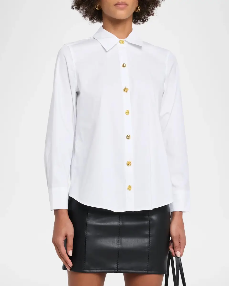 L'Agence Ellery Cotton-Blend Button-Front Blouse | Thumbnail 4