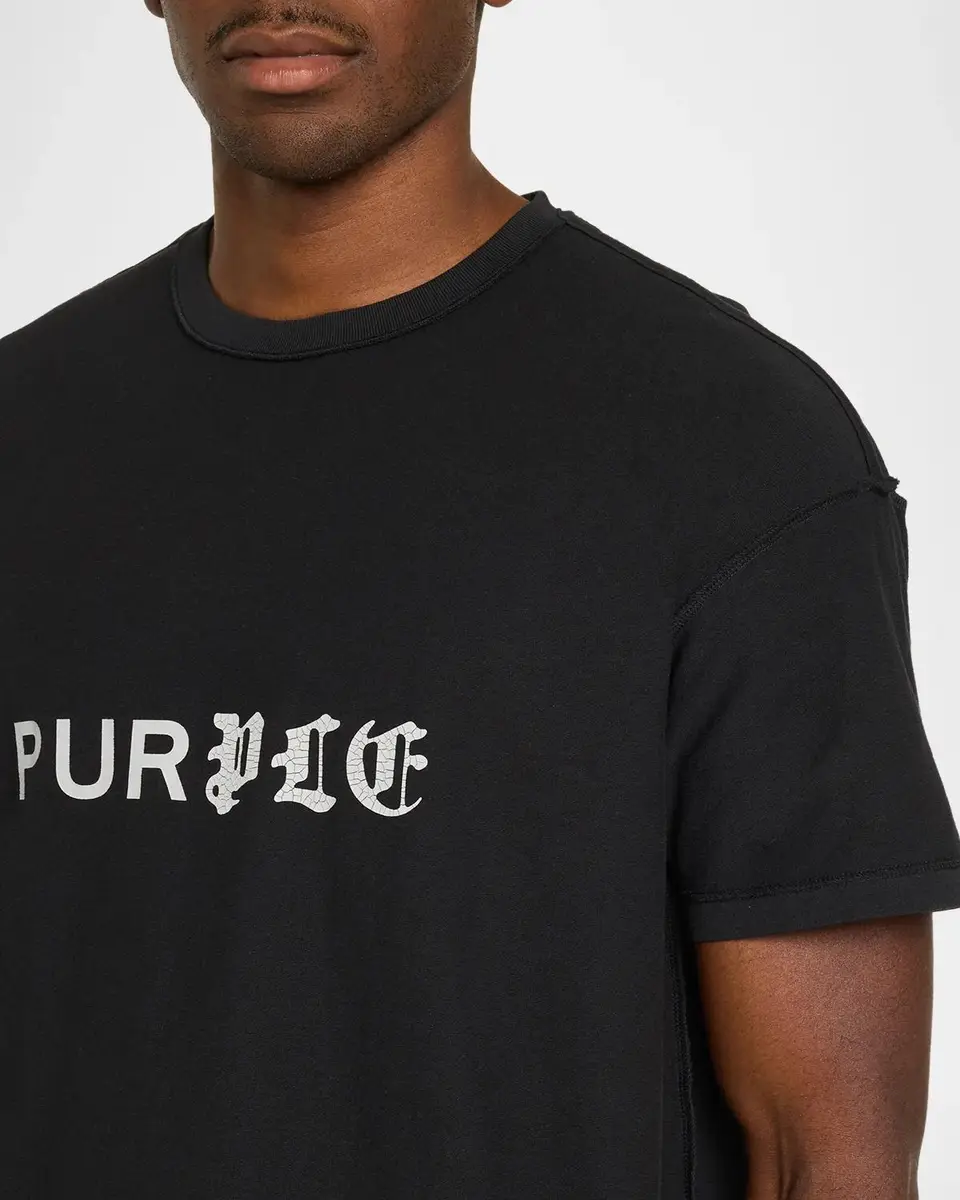 PURPLE Men's Logo Textured Cotton Jersey Crewneck T-Shirt | Thumbnail 5