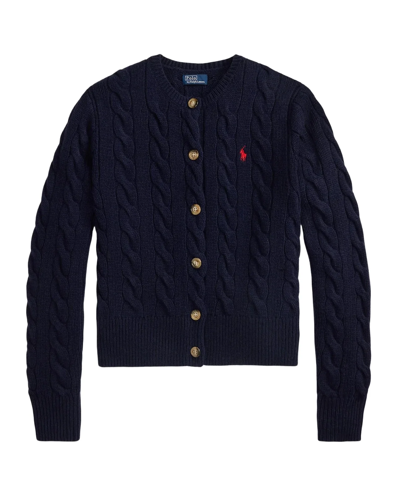 Logo-Embroidered Wool-Blend Cable-Knit Cardigan Logo-Embroidered Wool-Blend Cable-Knit Cardigan