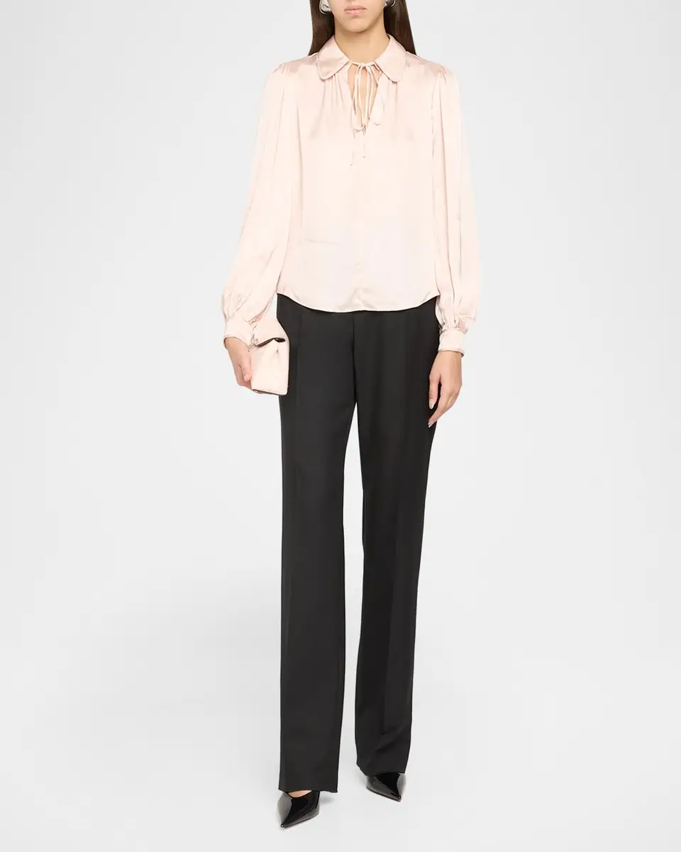 Alice + Olivia Roanne Tie-Front Satin Blouse | Thumbnail 2 Alice + Olivia Roanne Tie-Front Satin Blouse | Thumbnail 2