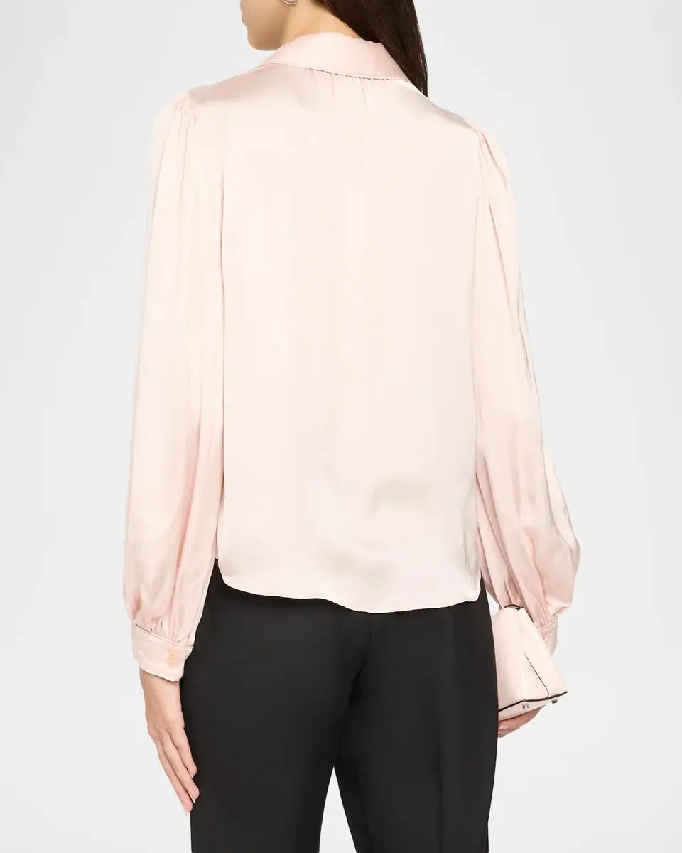 Alice + Olivia Roanne Tie-Front Satin Blouse | Thumbnail 3 Alice + Olivia Roanne Tie-Front Satin Blouse | Thumbnail 3