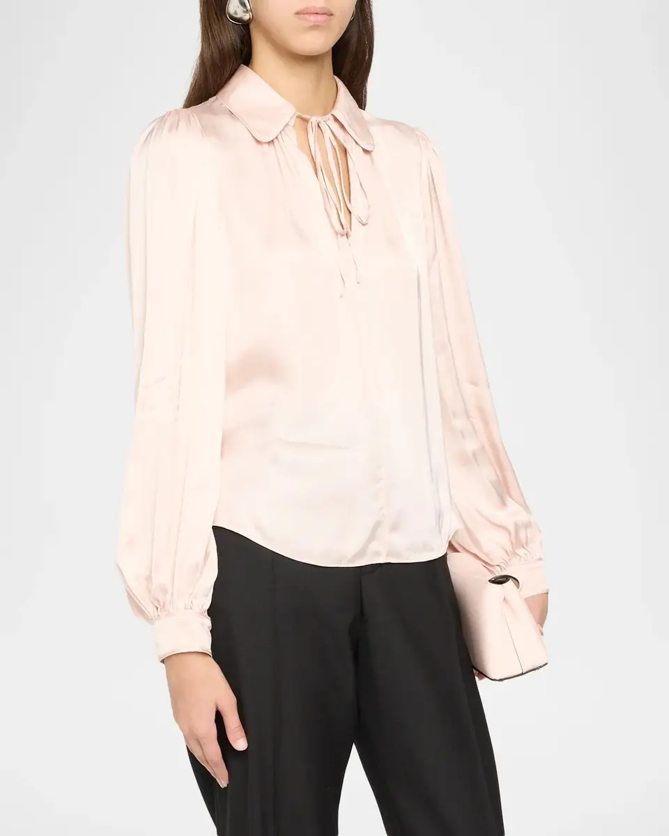 Alice + Olivia Roanne Tie-Front Satin Blouse | Thumbnail 4 Alice + Olivia Roanne Tie-Front Satin Blouse | Thumbnail 4