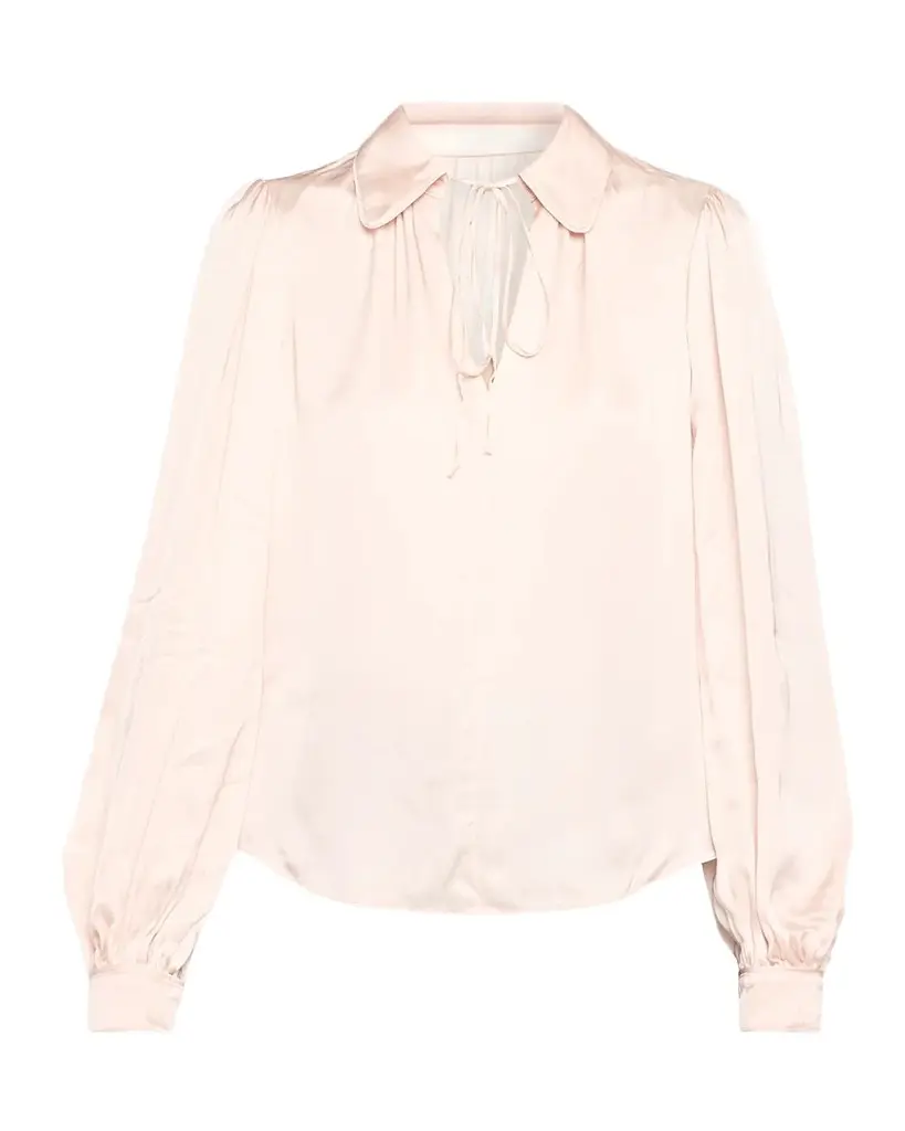 Roanne Tie-Front Satin Blouse Roanne Tie-Front Satin Blouse