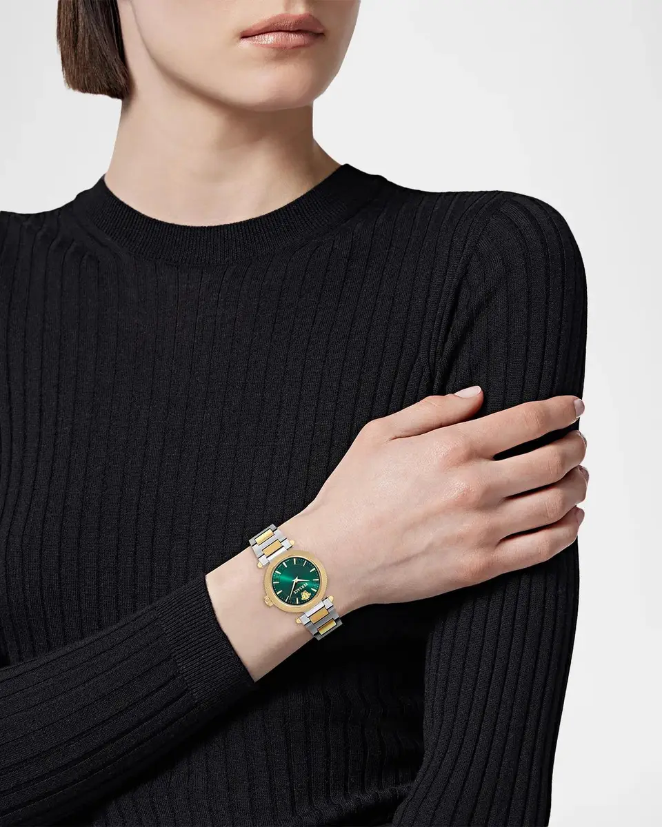 Versace V-Musa 35mm Green Dial Two-Tone Bracelet Watch | Thumbnail 2