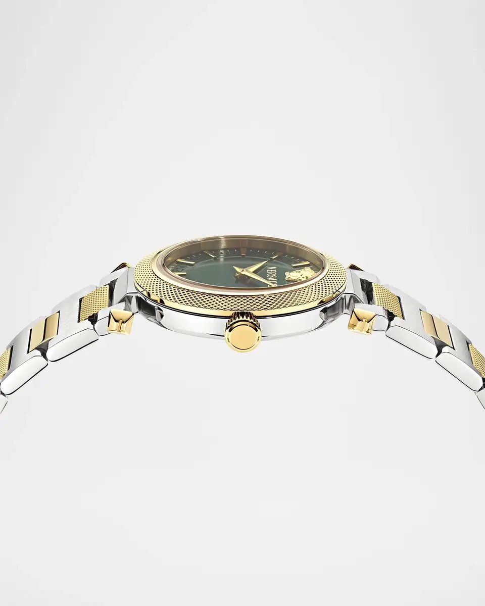 Versace V-Musa 35mm Green Dial Two-Tone Bracelet Watch | Thumbnail 3