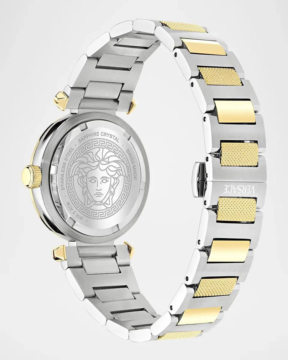 Versace V-Musa 35mm Green Dial Two-Tone Bracelet Watch | Thumbnail 4