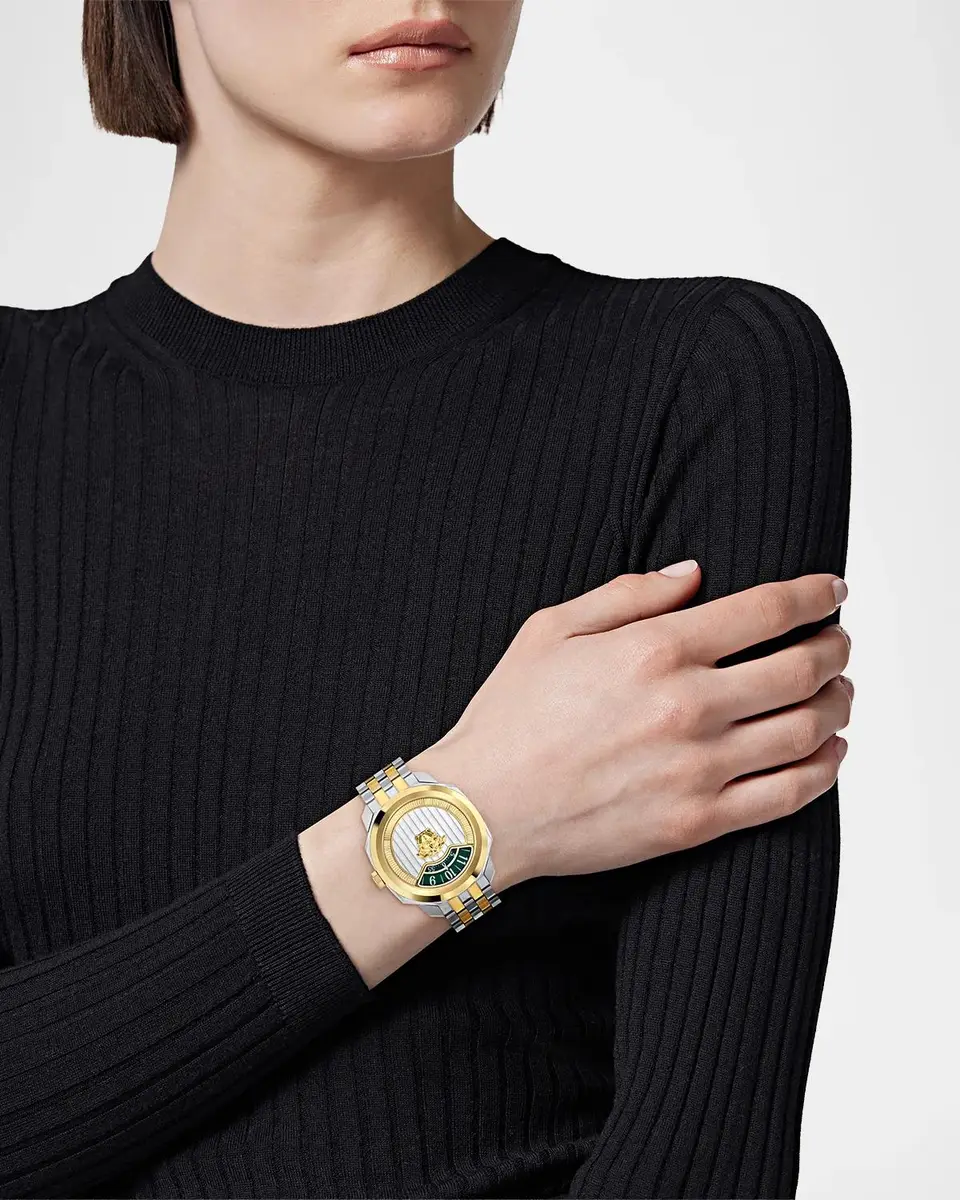 Versace Dylos 40mm Green Dial Two-Tone Bracelet Watch | Thumbnail 2