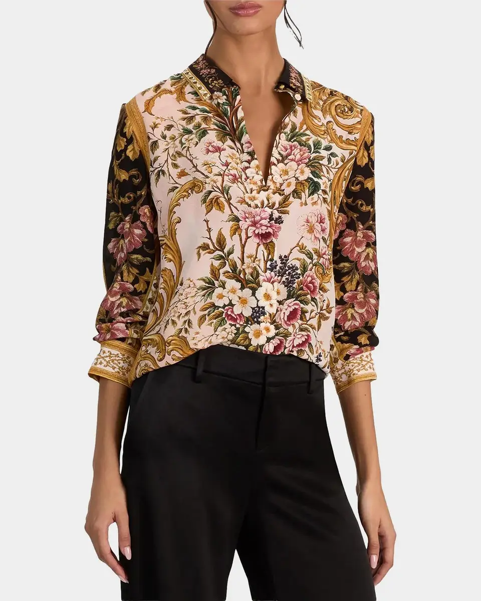 Alice + Olivia Willa Placket Top | Thumbnail 4