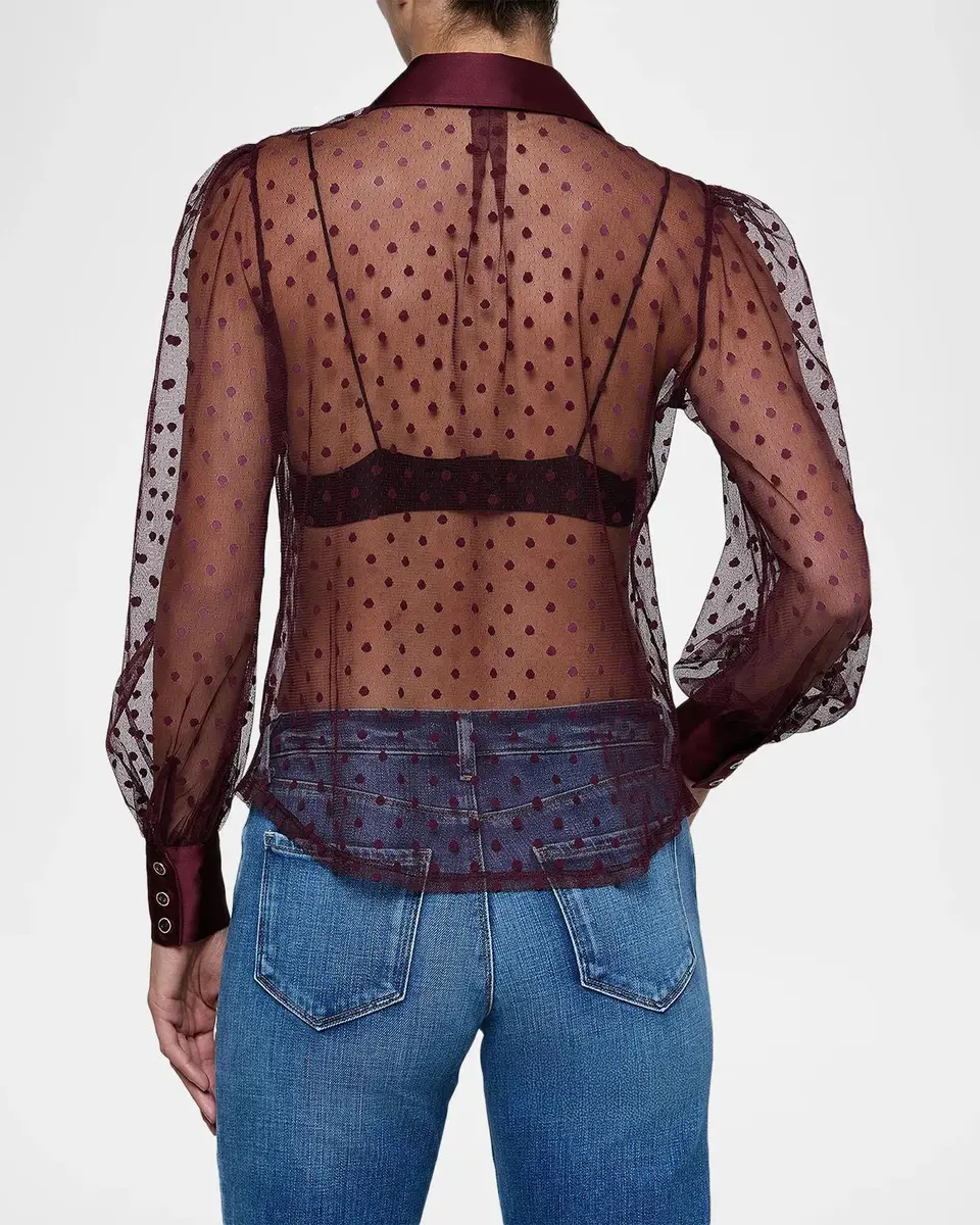 L'Agence Sophie Sheer Swiss Dot Blouse | Thumbnail 3 L'Agence Sophie Sheer Swiss Dot Blouse | Thumbnail 3