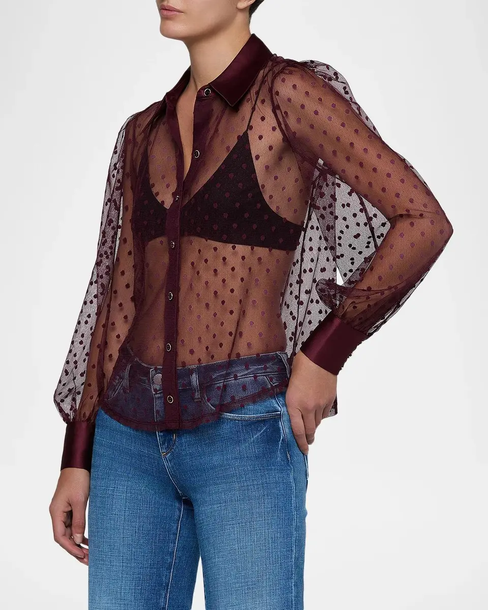 L'Agence Sophie Sheer Swiss Dot Blouse | Thumbnail 5 L'Agence Sophie Sheer Swiss Dot Blouse | Thumbnail 5
