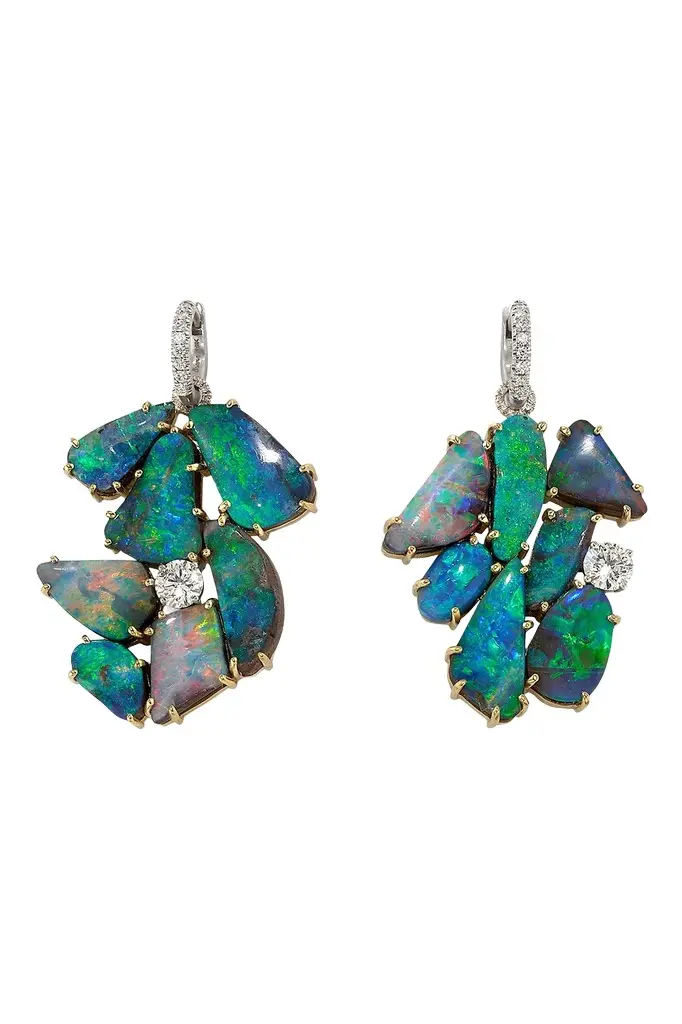 IRENE NEUWIRTH JEWELRY Boulder Opal Diamond Drop Earrings