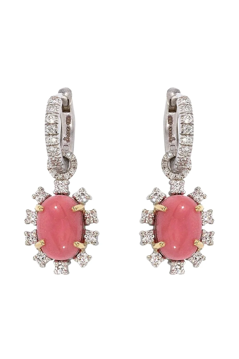 IRENE NEUWIRTH JEWELRY Conch Pearl Diamond Huggie Earrings
