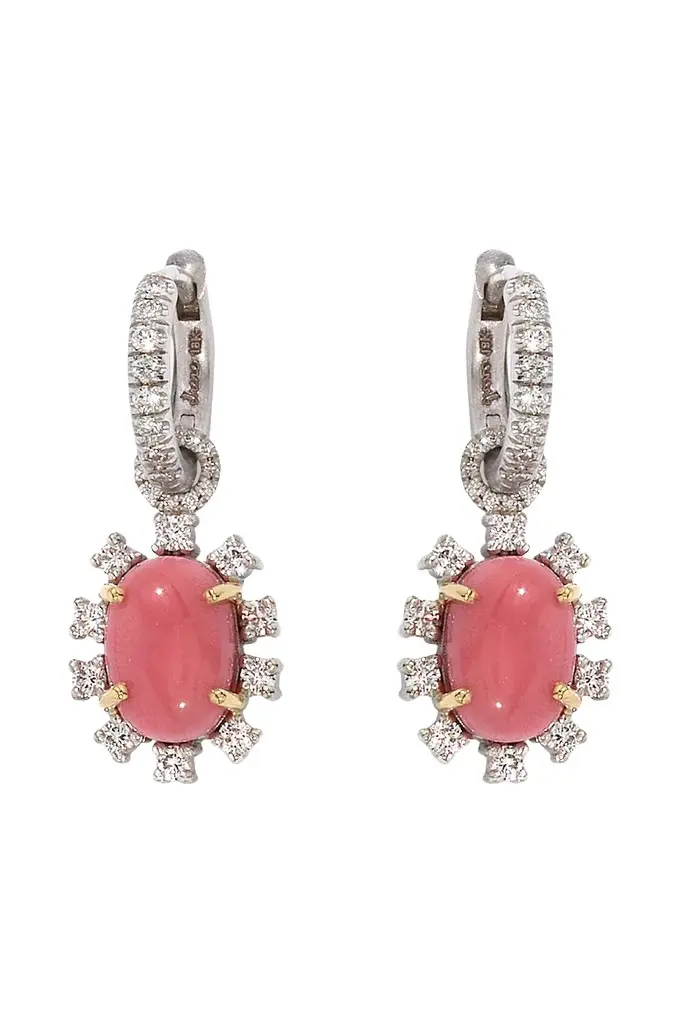 IRENE NEUWIRTH JEWELRY Conch Pearl Diamond Huggie Earrings