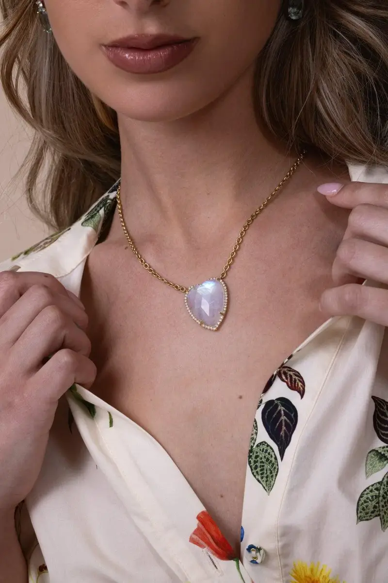 IRENE NEUWIRTH JEWELRY Diamond Rainbow Moonstone Heart Necklace | Thumbnail 3