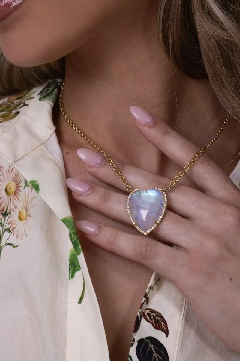 IRENE NEUWIRTH JEWELRY Diamond Rainbow Moonstone Heart Necklace | Thumbnail 4