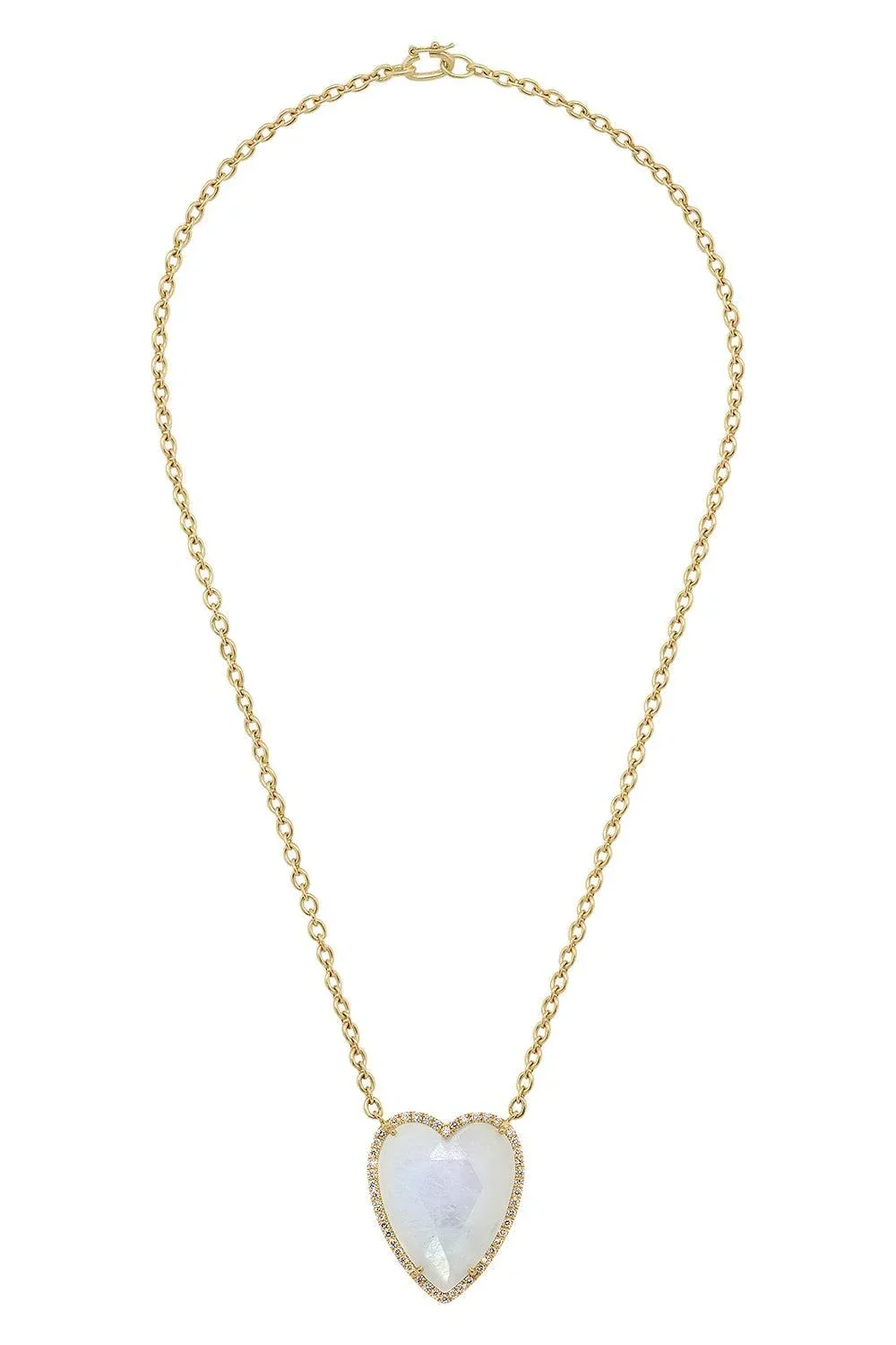 IRENE NEUWIRTH JEWELRY Diamond Rainbow Moonstone Heart Necklace