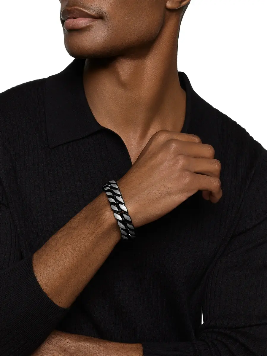 David Yurman Men's Curb Chain Bracelet in Black Titanium - Meteorite | Thumbnail 2 David Yurman Men's Curb Chain Bracelet in Black Titanium - Meteorite | Thumbnail 2