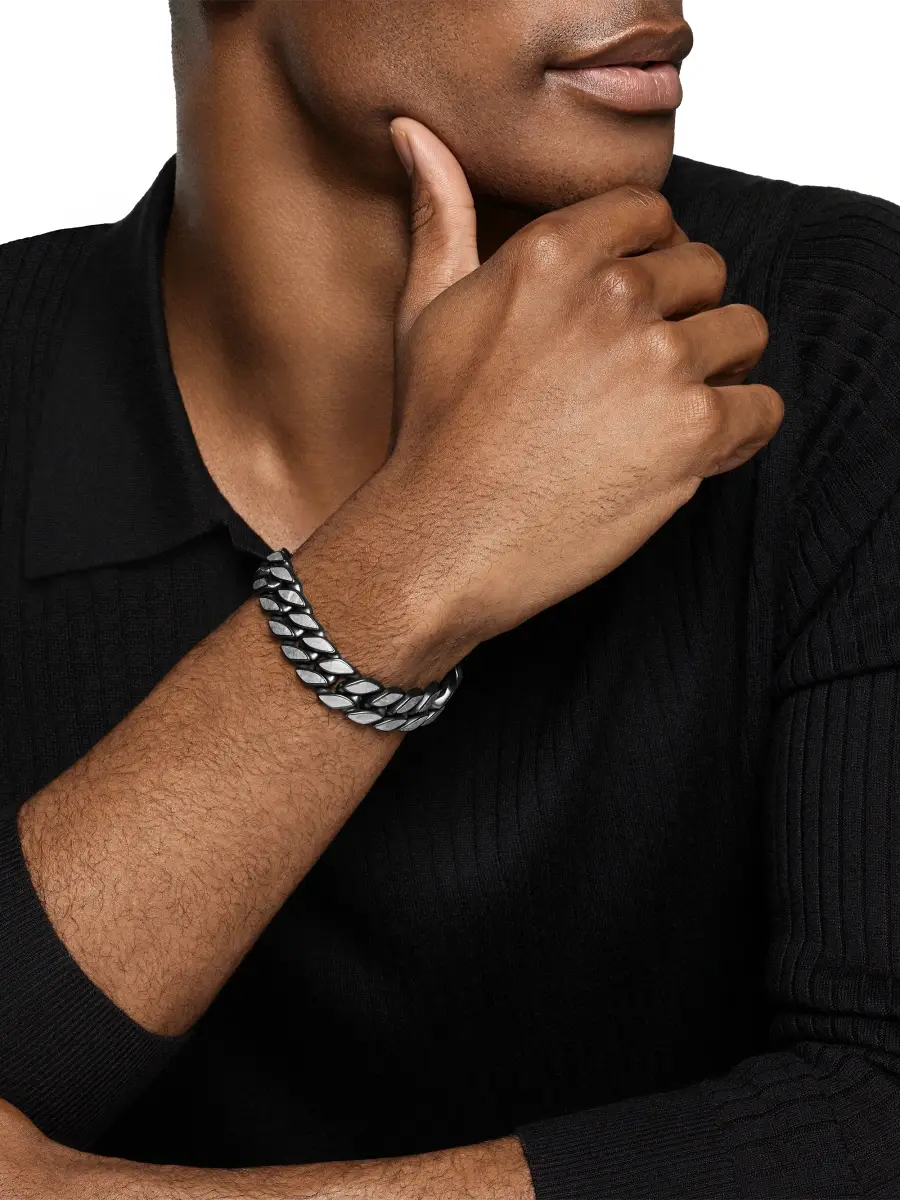 David Yurman Men's Curb Chain Bracelet in Black Titanium - Meteorite | Thumbnail 2 David Yurman Men's Curb Chain Bracelet in Black Titanium - Meteorite | Thumbnail 2