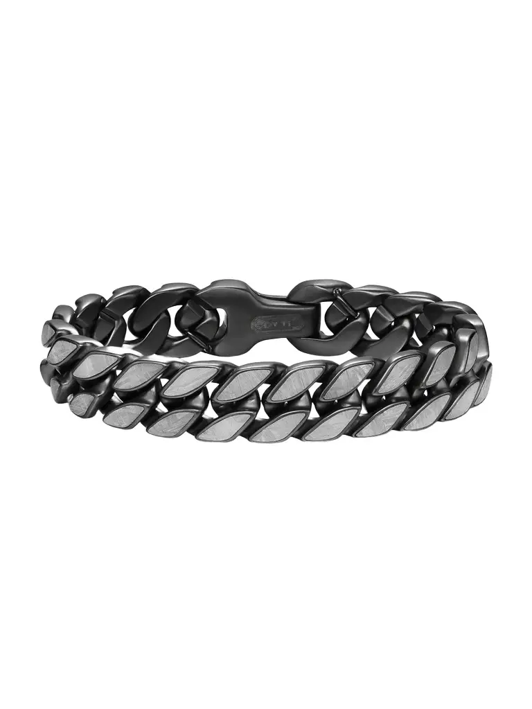 David Yurman Men's Curb Chain Bracelet in Black Titanium - Meteorite