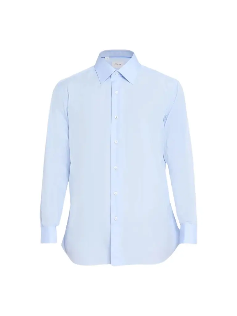 Brioni Men's Solid Cotton French-Cuff Sport Shirt