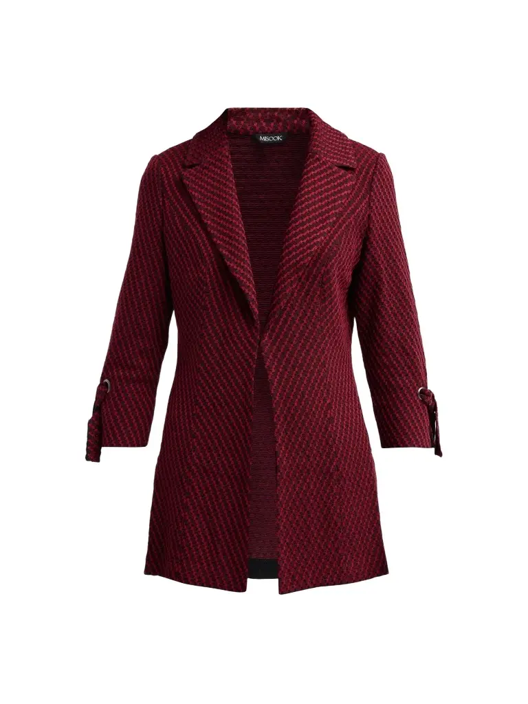 Misook Women's Knit Single-Breasted Tie-Cuff Jacket