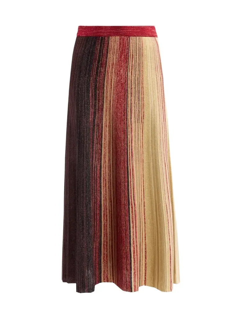 Misook Women's Metallic Striped Maxi Skirt