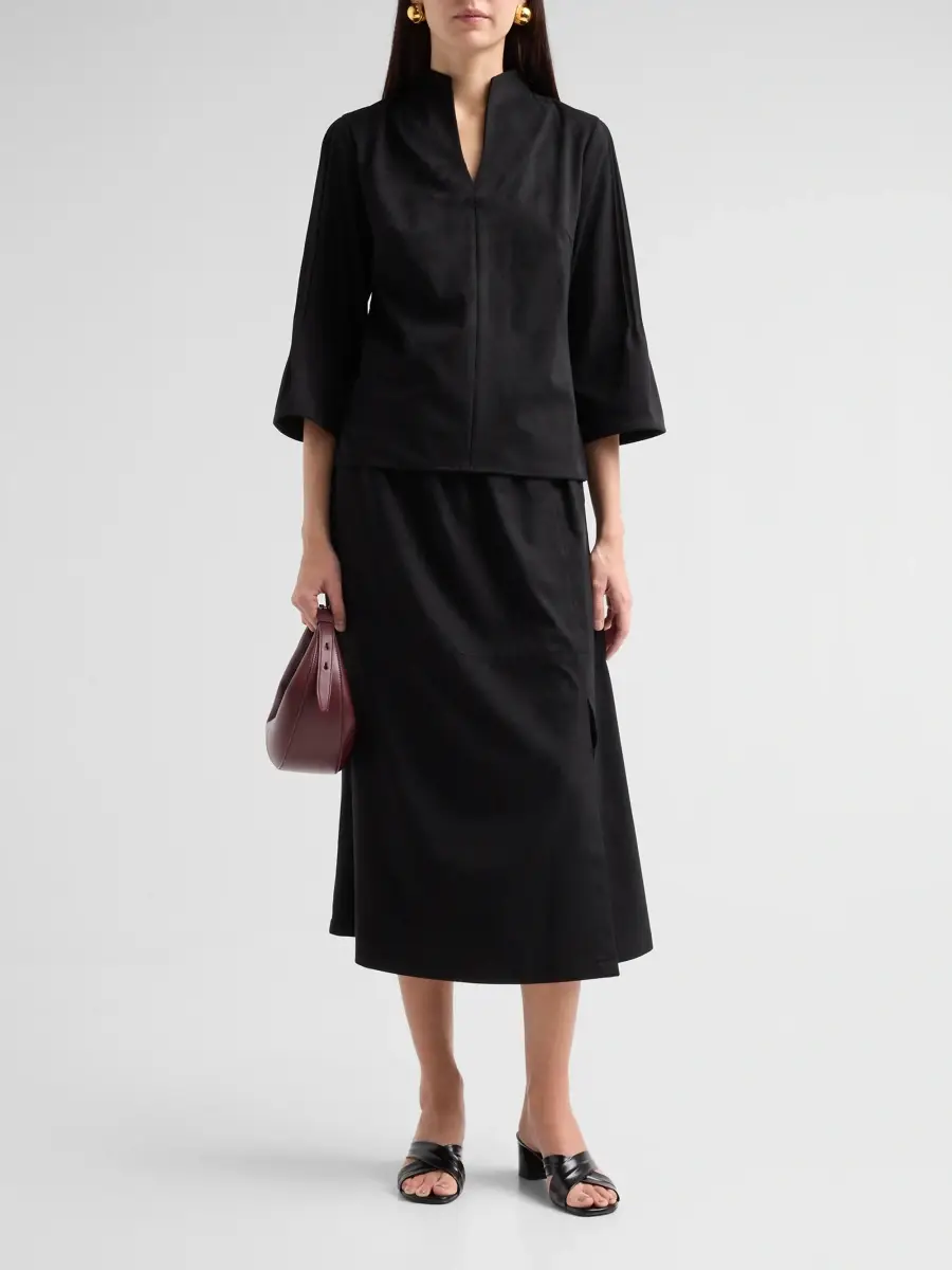 Ming Wang Women's Faux-Suede A-Line Midi Skirt | Thumbnail 2 Ming Wang Women's Faux-Suede A-Line Midi Skirt | Thumbnail 2